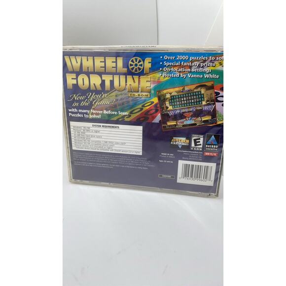Vintage Wheel of Fortune CD-ROM Hasbro (PC Computer Game 1998) New, Sealed - Picture 2 of 4